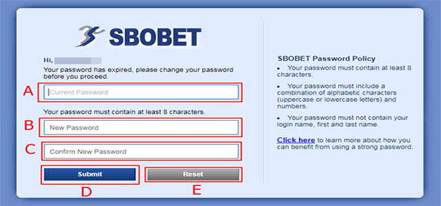 Change Password sbobet